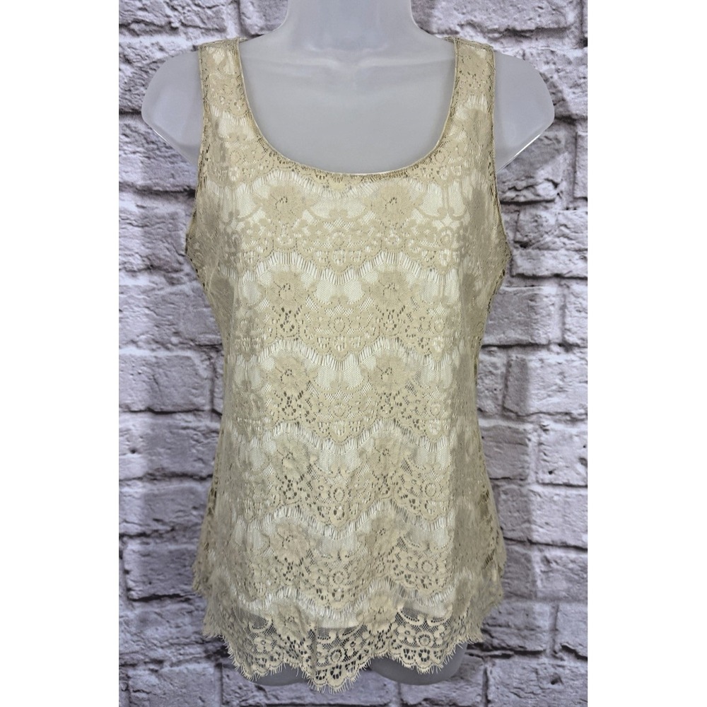 Banana Republic Lace Tank Top XS Fairy Coquette Art Deco Whimsy Feminine Ivory